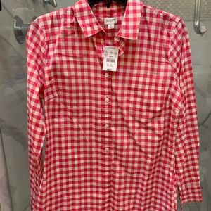 New J Crew long sleeve hot pink gingham button down